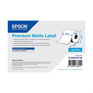 Epson Epson C33S045739 premium matte doorlopende labelrol 203 mm x 60 m (origineel)
