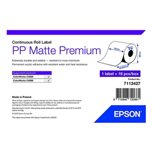 Epson Epson 7113427 PP matte premium doorlopende labelrol 76 mm x 29 m (origineel)
