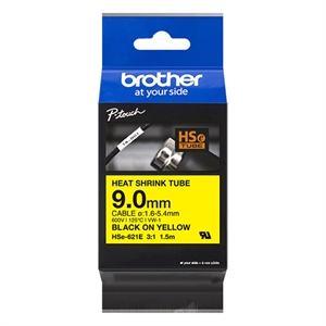 Brother Brother HSe-621E krimpkous tape zwart op geel | 9 mm x 1,5 m (origineel)