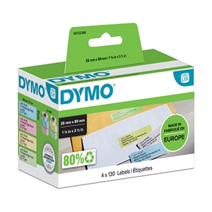 Dymo DYMO S0722380 / 99011 etiketten in blauw, geel, groen en roze (origineel)