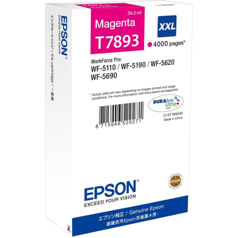 Epson Epson Epson T7893 Inktpatroon T7893 Replace: N/A - Magenta