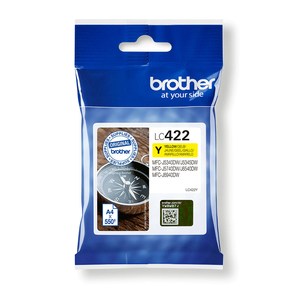 Brother Brother Inktcartridge, 550 pagina's LC422Y Replace: N/A - Geel