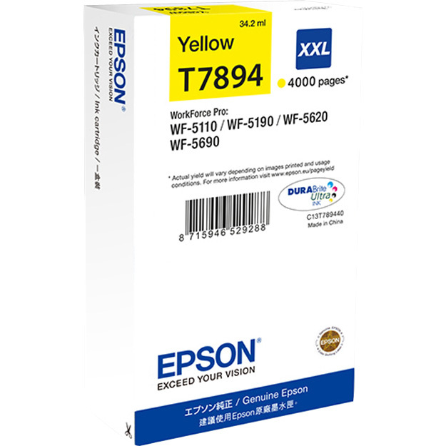 Epson Epson Epson T7894 Inktpatroon T7894 Replace: N/A - Geel