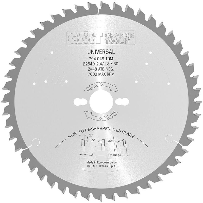 Cmt 294.048.10m Sierra Circular 254x2.4x30 Z=48 -5°atb