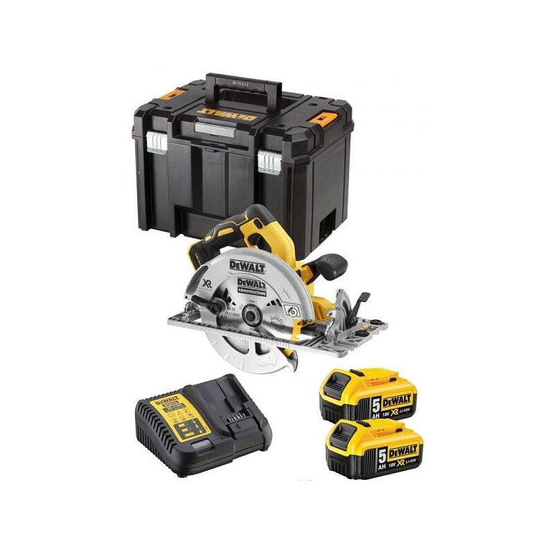DeWalt Dewalt - Sierra Circular xr 5Ah 184 mm + 2 Baterías + Maletín Tstak - DCS572P2-QW