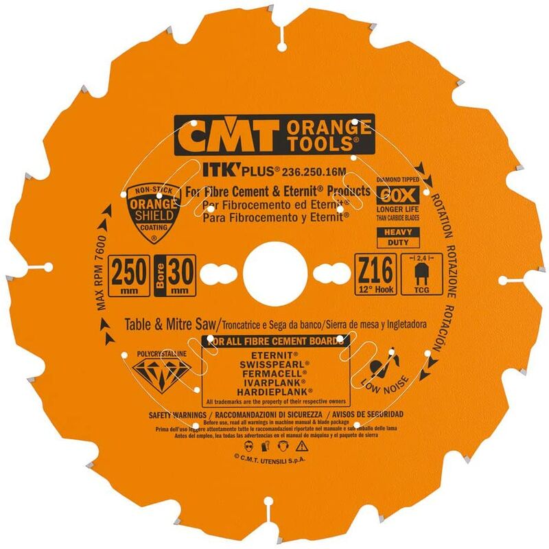 Cmt 236.250.16m Sierra Circular En Diamante Para Mat. Abrasivos 250x2.4/1.8x30 Z16 Tcg