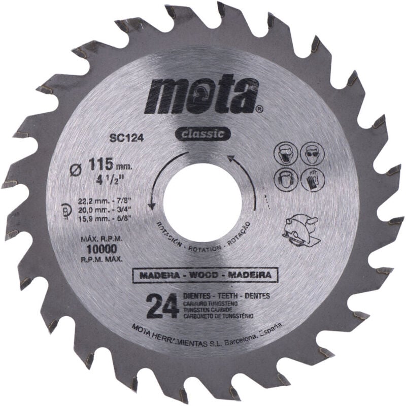 Mota - Sierra Circular Carburo De Tungsteno 115mm 24Dientes Para Madera
