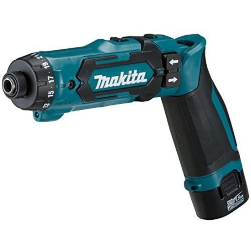 Makita Destornillador 7,2 v Li-Ion 1,5 Ah 5,6 Nm Makita 2 baterías, cargador, estuche - DF012DSE