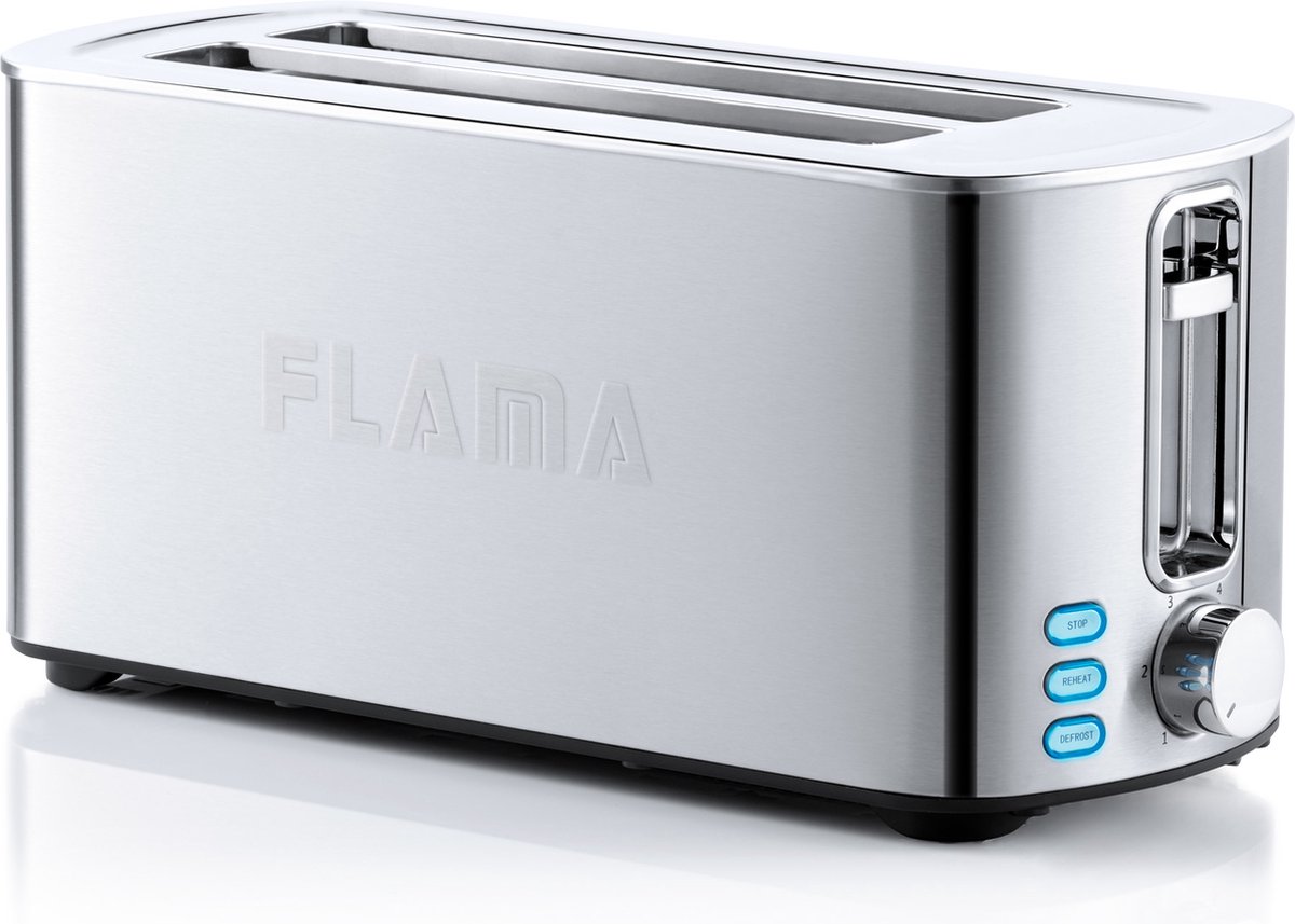 Flama - Tostador 969FL Inox Con 2 Ranuras Extra-anchas Y Largas Gris