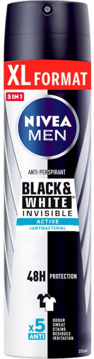 Nivea - Desodorante En Spray Black & White Invisible Active Men
