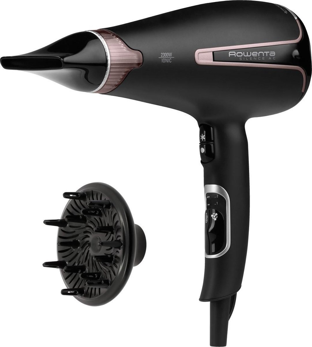 Rowenta Rowenta - Secador De Pelo V7920F0 Silence Con Tecnología Hydra Protect Negro / Rosa palo