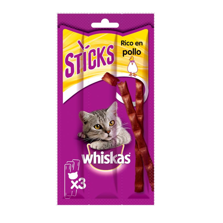 Whiskas - Snacks Para Gatos Pollo 3 Sticks X 6 G