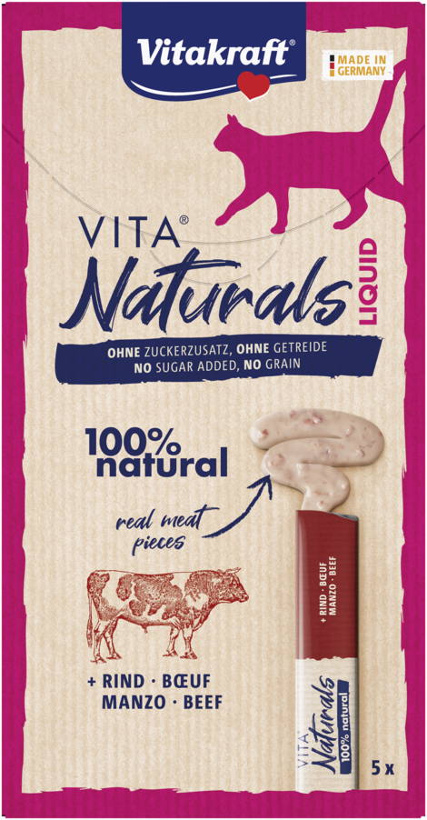 Vitakraft Vitakraft - Snack Para Gatos Adultos Vita Naturals Liquid Ternera 5 Uds