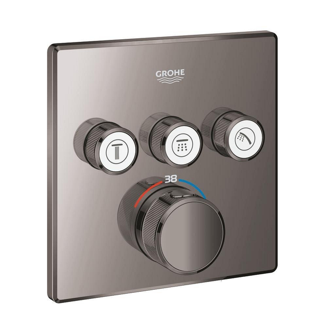 Grohe Grohe Grohtherm SmartControl Inbouwthermostaat - 4 knoppen - vierkant - hard graphite 29126a00