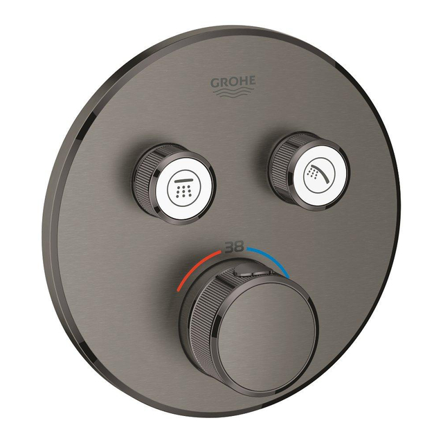 Grohe Grohe SmartControl Inbouwthermostaat - 3 knoppen - rond - geborsteld hard graphite 29119al0