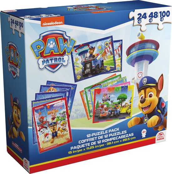 Spinmaster Puzzelpack Paw Patrol 12 Pack 5x24 Pieces, 5x48 Pieces, 2x100 Pieces