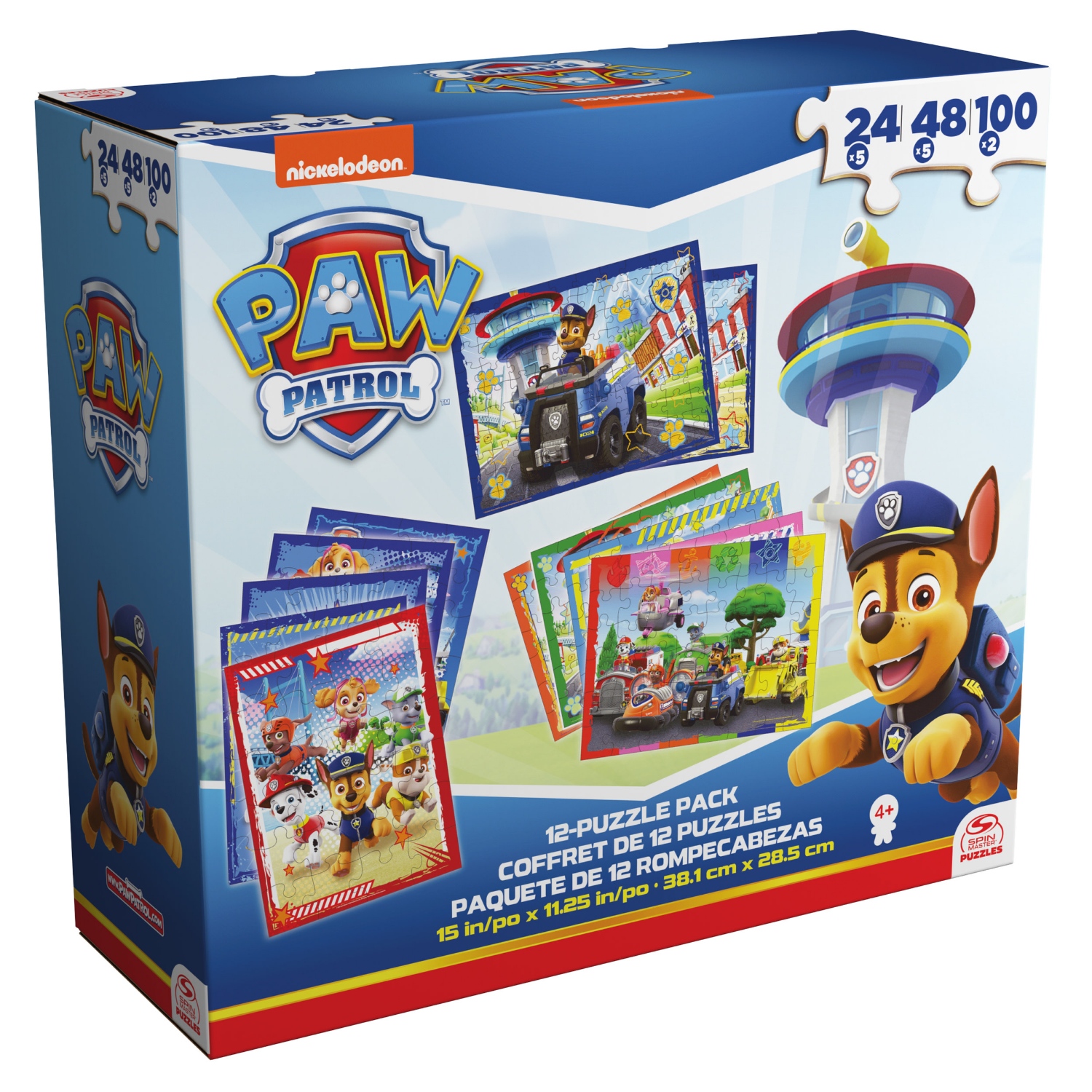 Spinmaster Puzzelpack Paw Patrol 12 Pack 5x24 Pieces, 5x48 Pieces, 2x100 Pieces