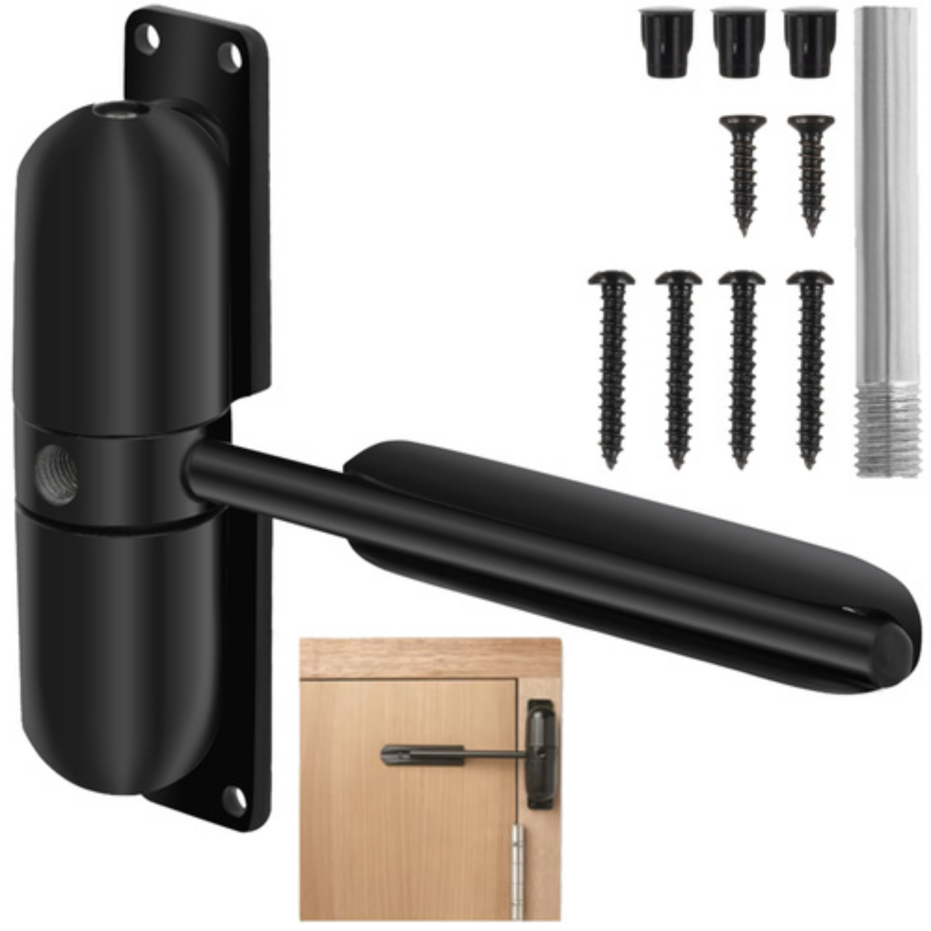 Malatec Deurdranger zink - instelbaar - deuren veilig sluiten - - Zwart