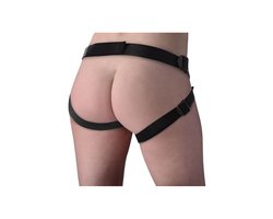 Strap U Realistische Dildo Met Harnas - 19.5 cm. - Zwart