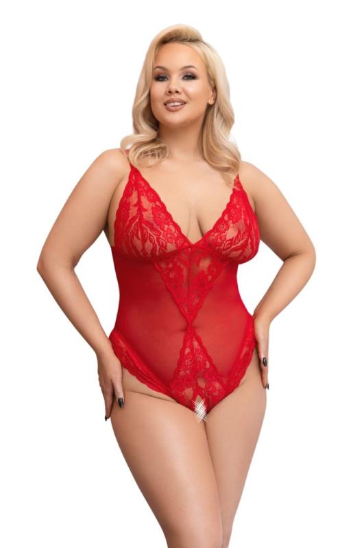 Cottelli Collection Body Met Open Kruisje - Rood