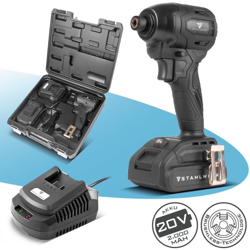 STAHLWERK Llave de impacto inalámbrica de 20 V 190 Nm 3200 rpm Porta-puntas hexagonal 1/4