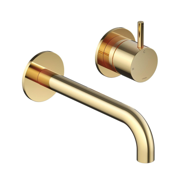 Hotbath Hotbath Cobber Wastafelkraan inbouw - 25 cm uitloop - PVD - gepolijst messing CB105EXT25NBP HBCB105