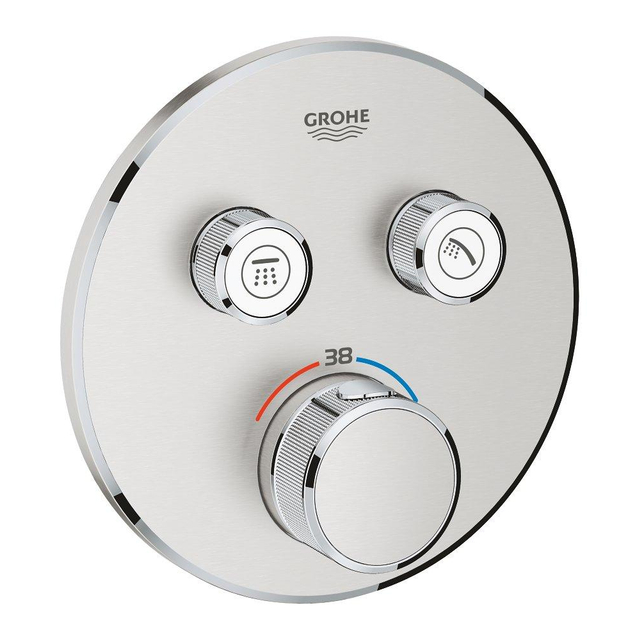 Grohe Grohe SmartControl Inbouwthermostaat - 3 knoppen - rond - supersteel 29119dc0