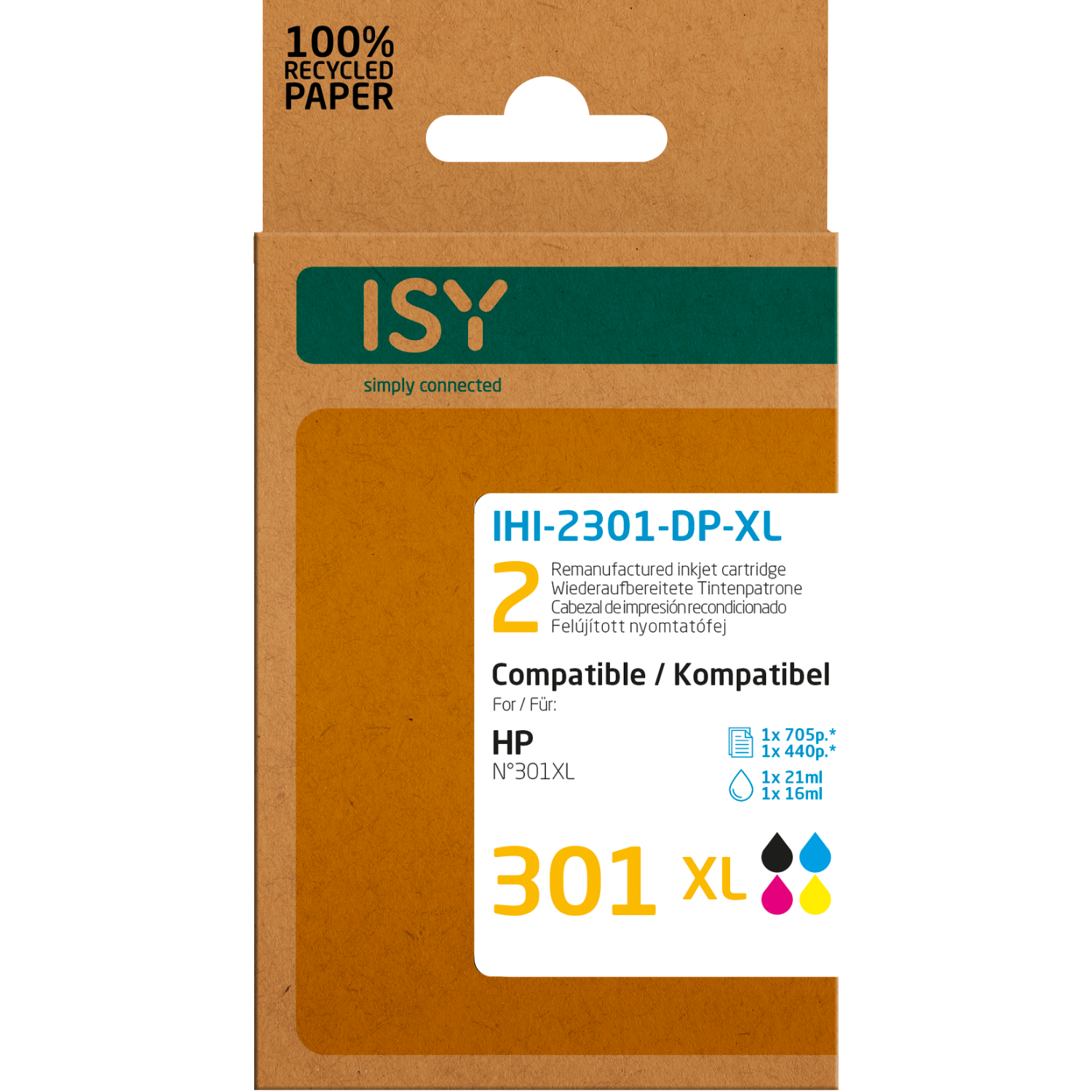 ISY ISY Multipack 2 HP 301xl Bk+cl