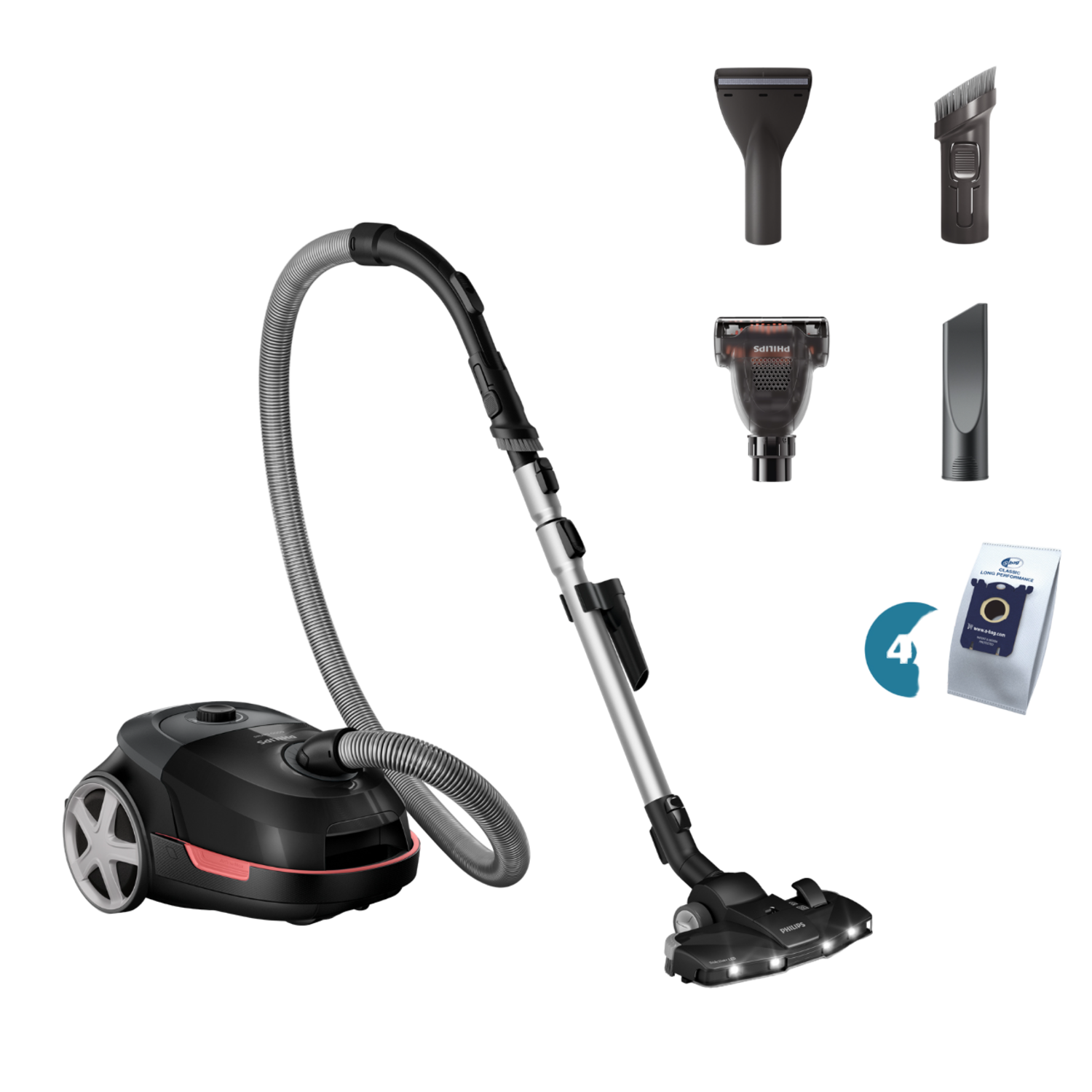 Philips Philips Xd6142/12 Stofzuiger Met Zak Diep Zwart