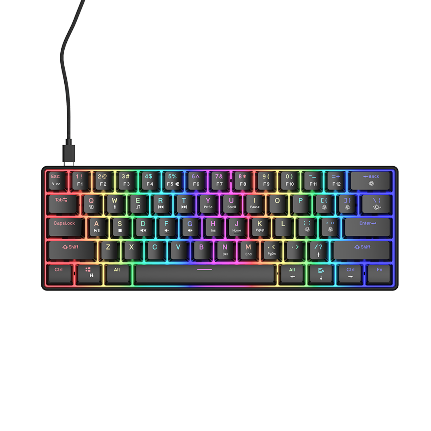 Qware Qware San Jose 60% Bedraad Gamingtoetsenbord Zwart