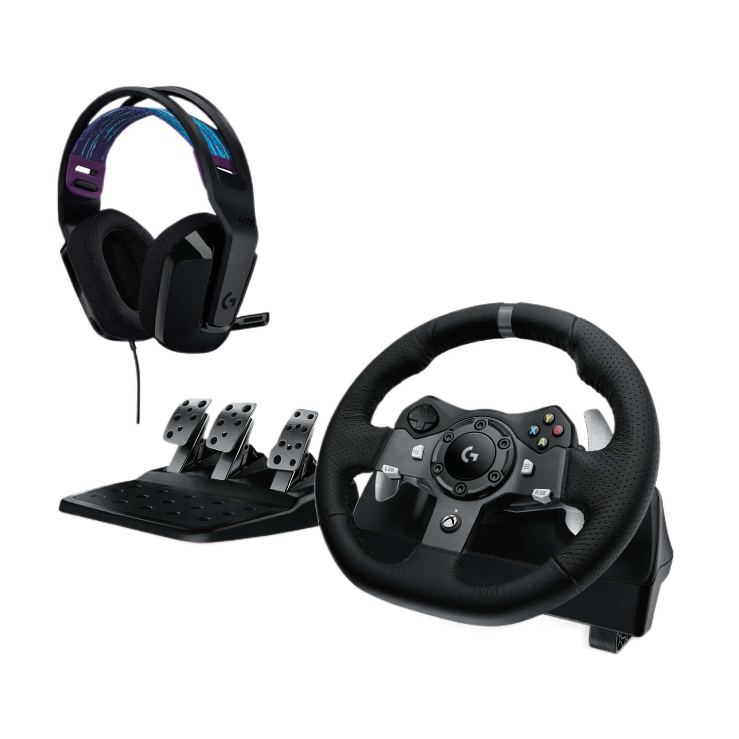 Logitech Logitech G G335 Gaming Headset +g920 Driving Force Xbox Series S X Pc Gaming Stuurwiel