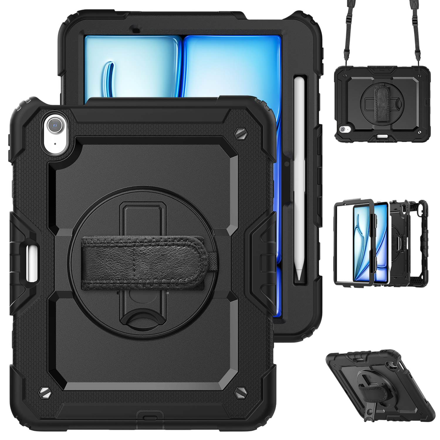 Just in case Just In Case Full Body Shockproof Case Voor Apple Ipad Air 11 2025 / 2024 - Zwart