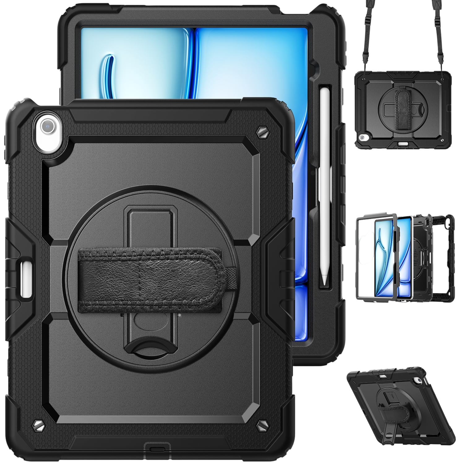 Just in case Just In Case Full Body Shockproof Case Voor Apple Ipad Air 13 2025 / 2024 - Zwart