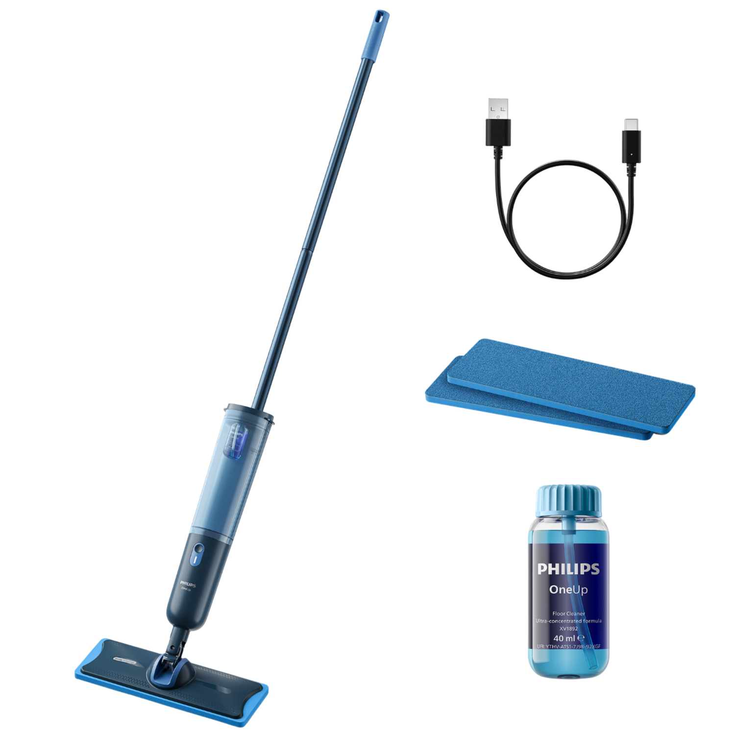 Philips Philips Oneup Xv3101/11 Elektrische Dweil Blauw Inclusief Extra Dweildoek