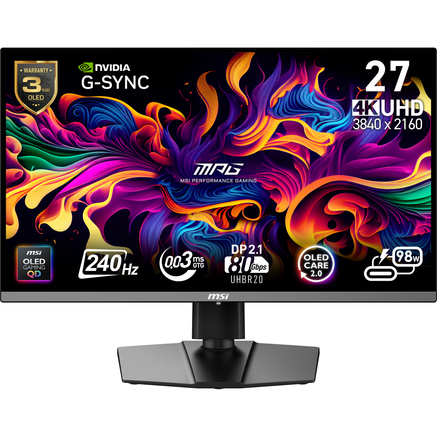 MSI MSI Mpg 272urx Qd-oled - 26.5 Inch 3840 X 2160 (ultra Hd 4k) 0.03 Ms 240 Hz