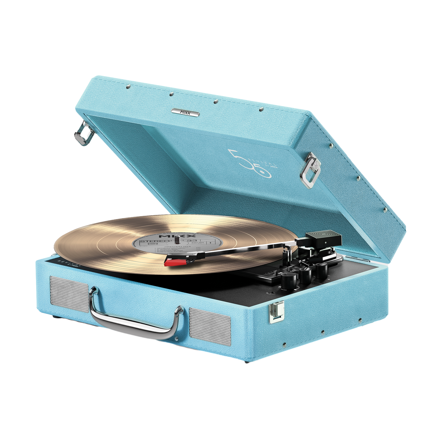 Mixx Revival 55 Stereo Vinyl Record Player Deck Blue Platenspeler Blauw