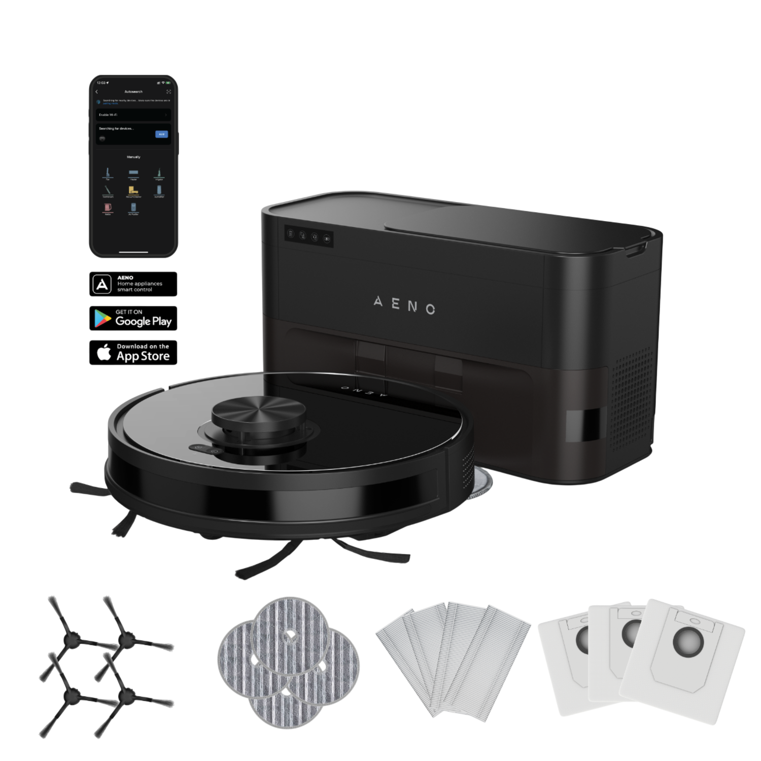 Aeno Arc0005s Robotstofzuiger Met Dweilfunctie Zwart