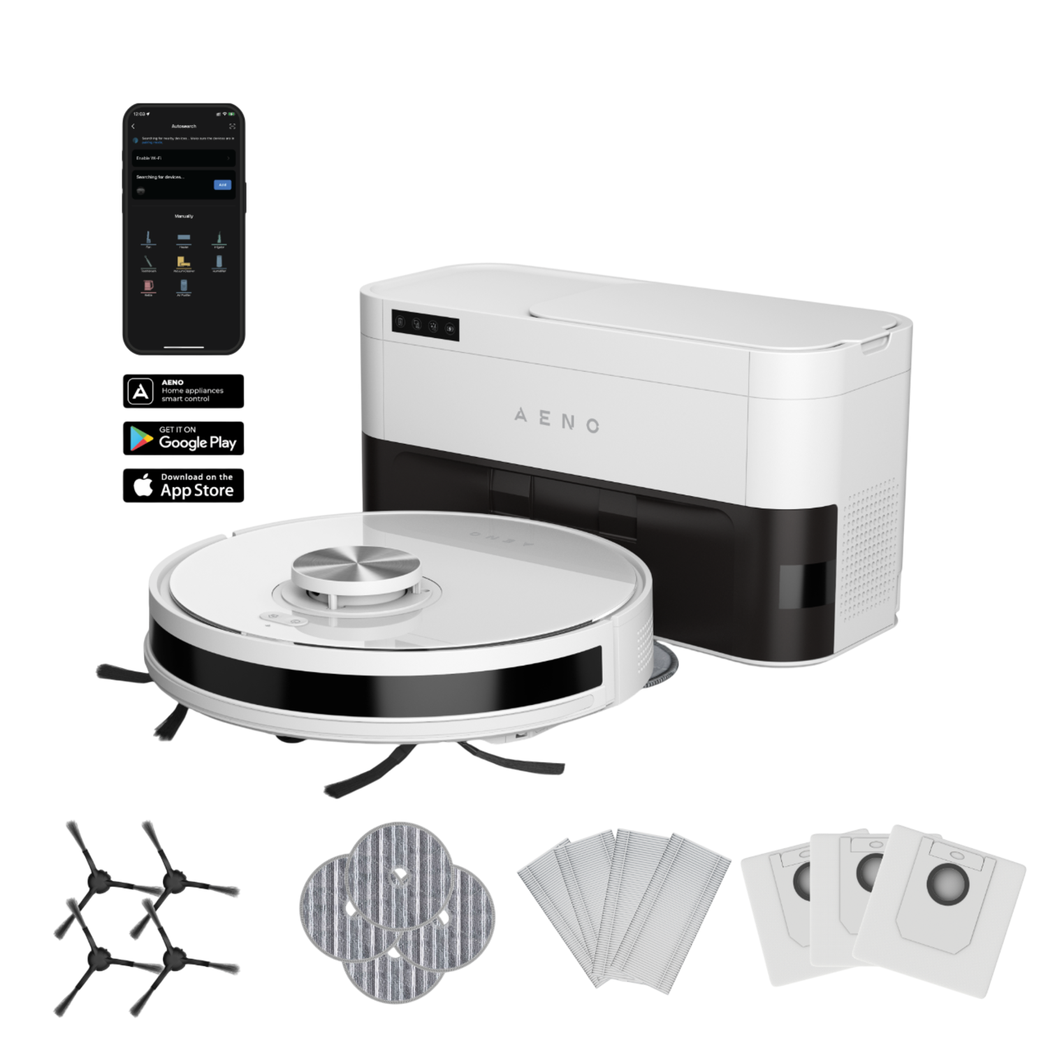 Aeno Arc0006s Robotstofzuiger Met Dweilfunctie Wit