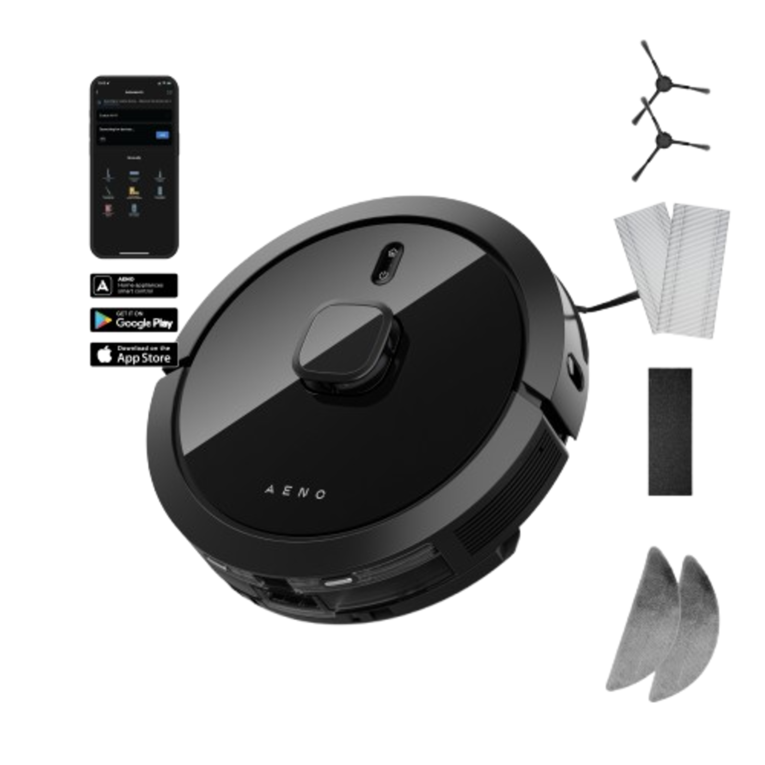 Aeno Arc0007s Robotstofzuiger Met Dweilfunctie Zwart