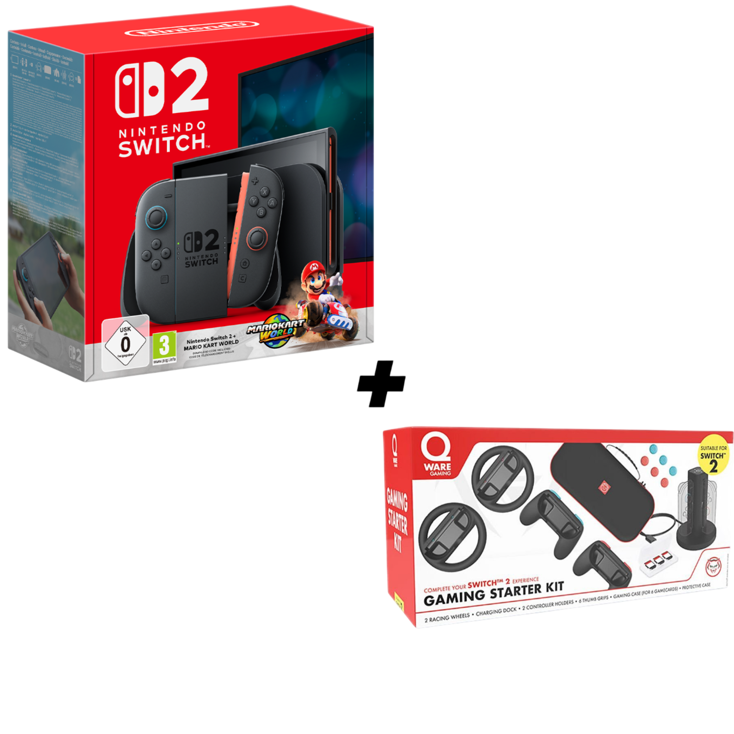 Nintendo Nintendo Switch 2 - Spelconsole + Mario Kart World Qware Starter Kit Black Bundel 256 Gb