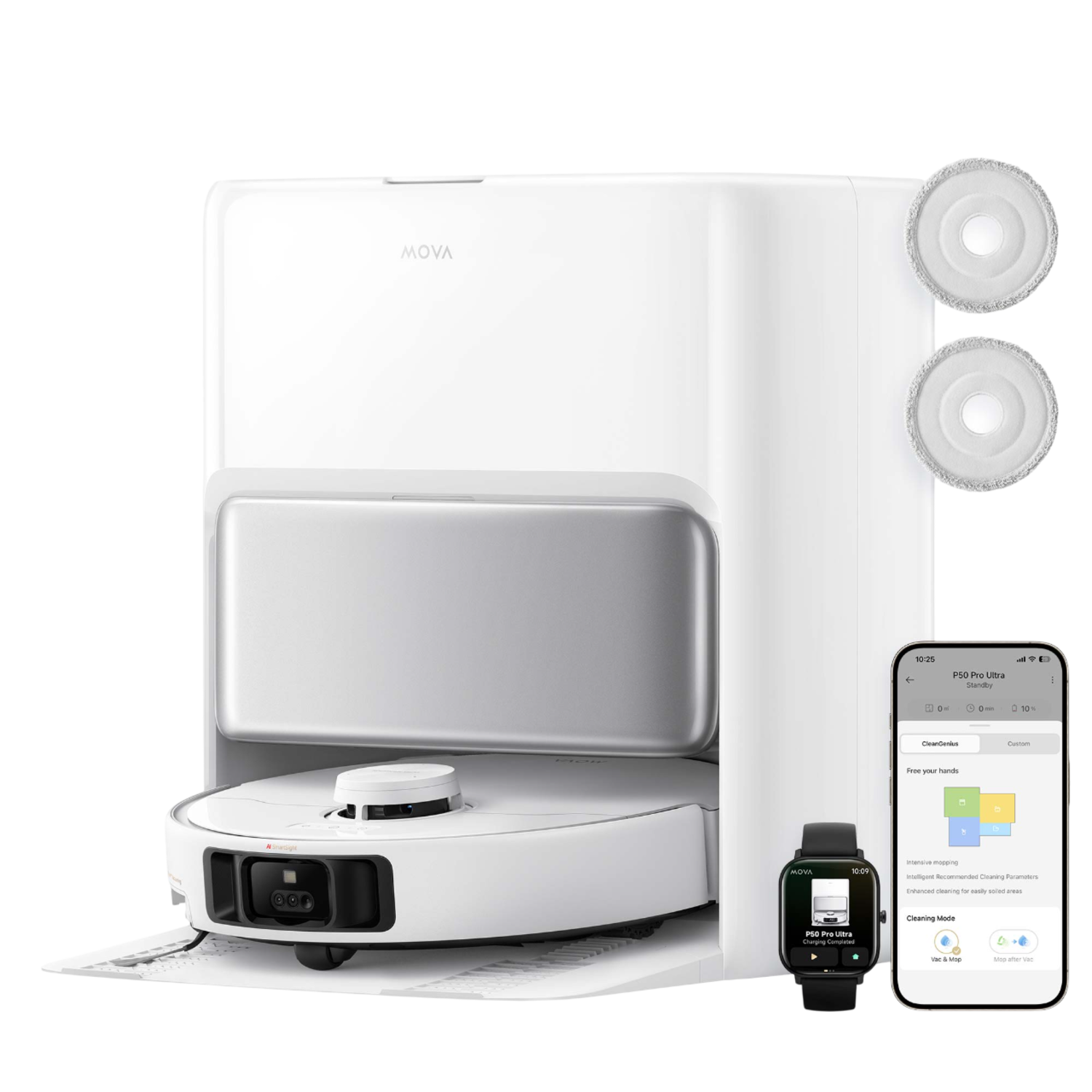 Mova P50 Ultra Robotstofzuiger Met Dweilfunctie Wit