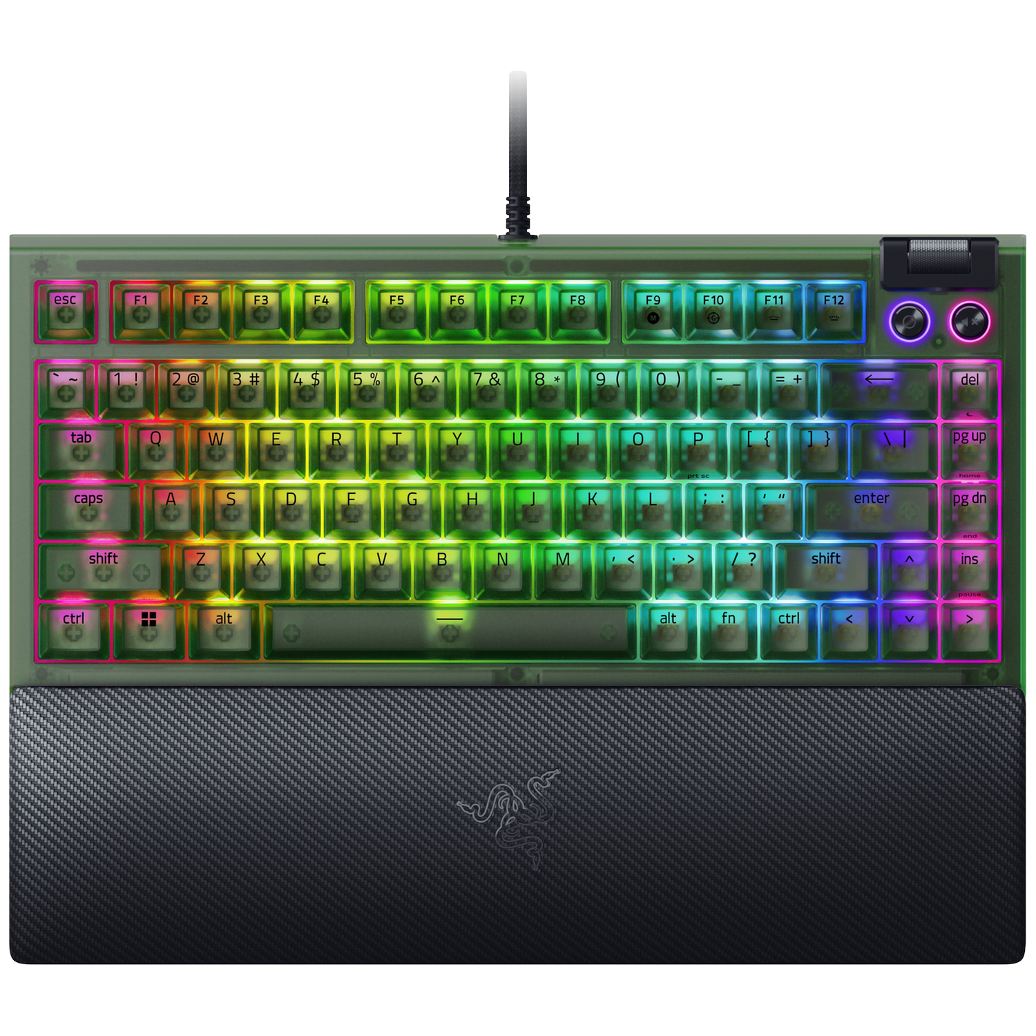 Razer Razer Blackwidow V4 75% - Phantom Green Ed. Us Layout Bedraad Gamingtoetsenbord Zwart