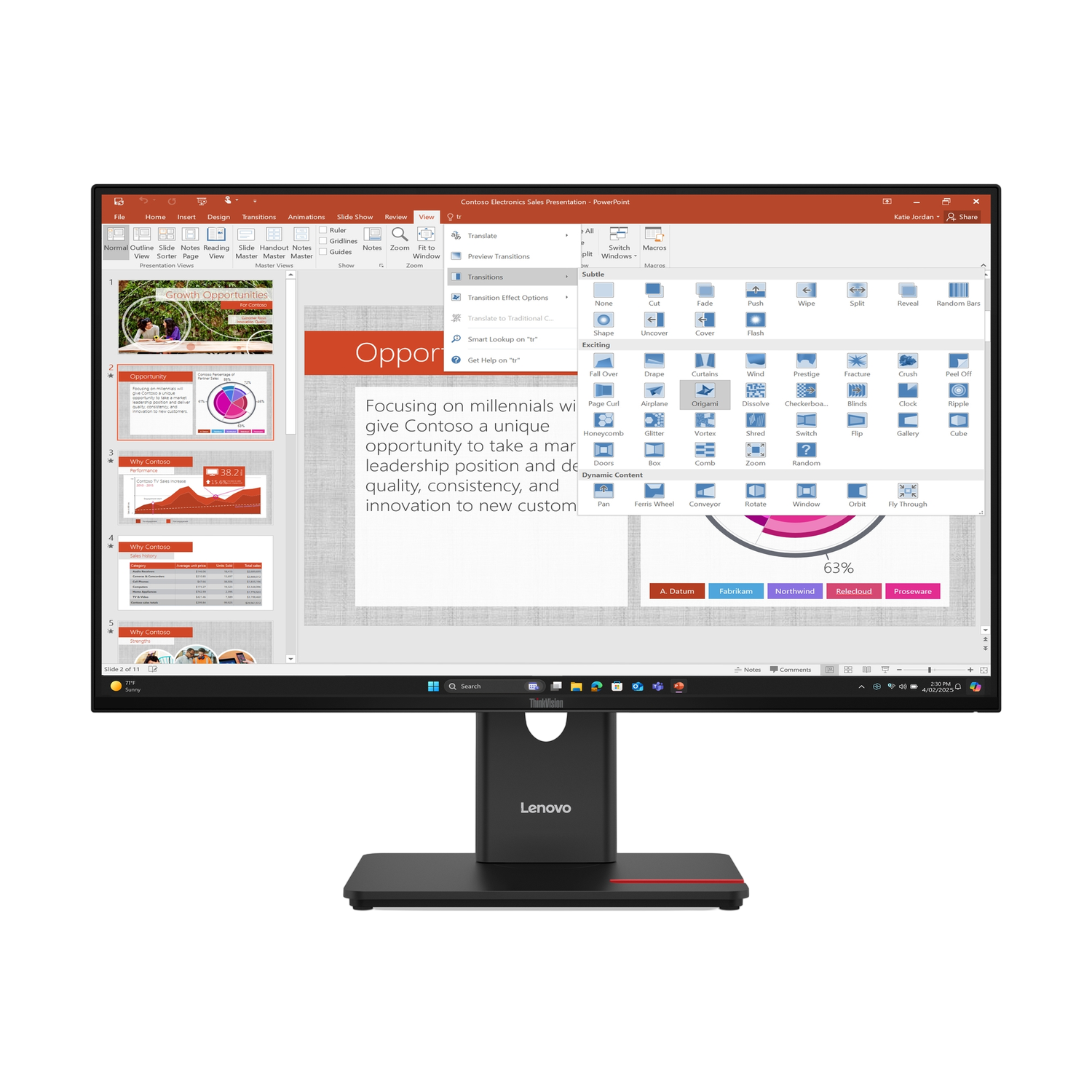 Lenovo Lenovo Thinkvision T27-40 - 27 Inch 1920 X 1080 (full Hd) Ips-paneel In Hoogte Verstelbaar
