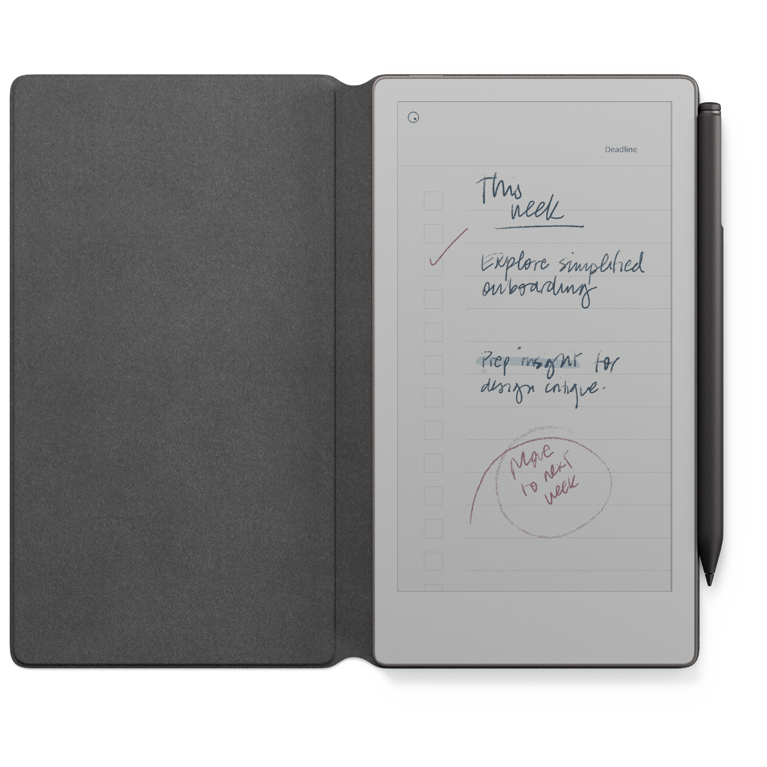Remarkable Paper Pro Move + Marker Plus Book Folio Leather Zwart Zwart - 7.3 Inch 64 Gb E-ink-tablet