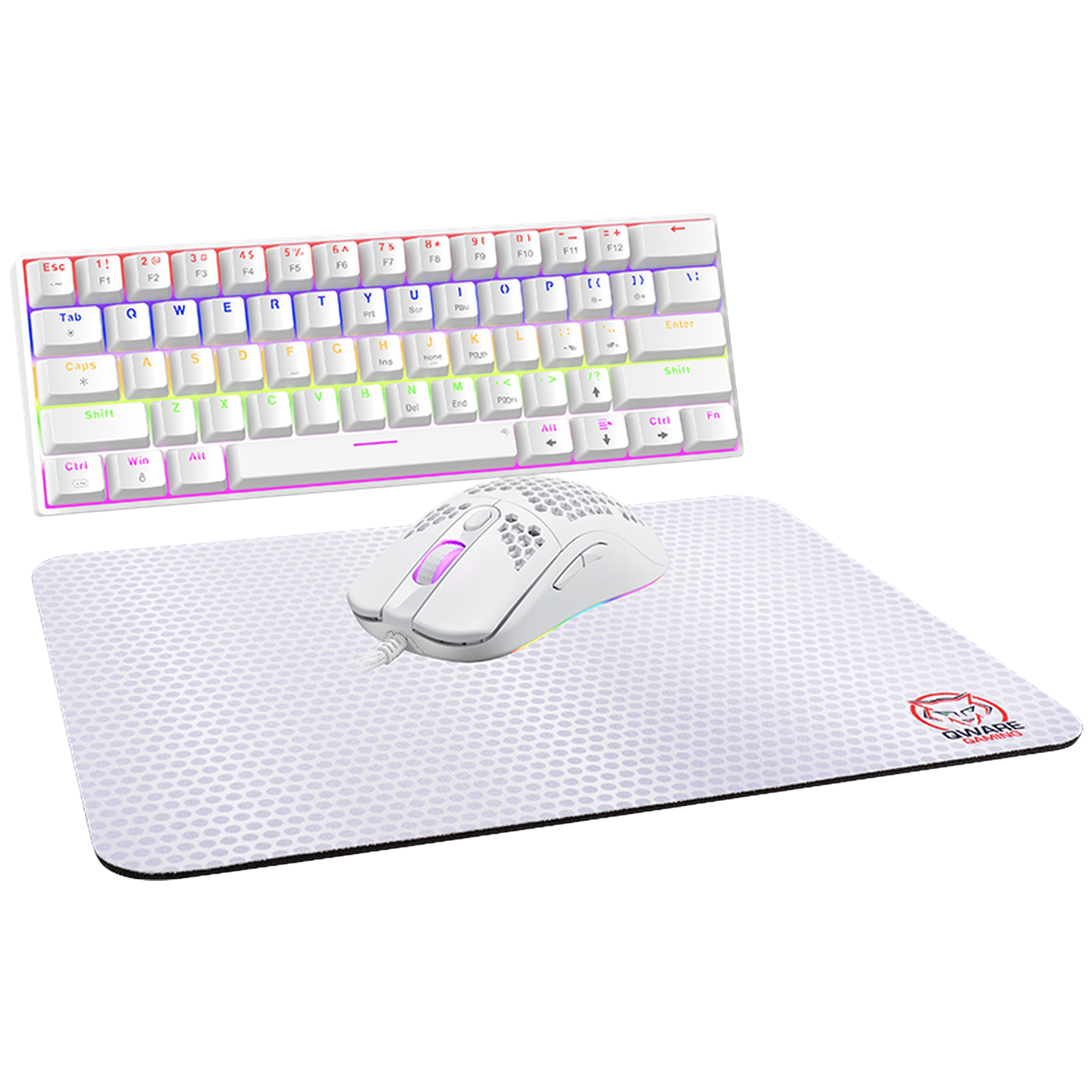 Qware Qware Gaming Bundel - El Paso Bedraad Gamingtoetsenbord En -muis Wit