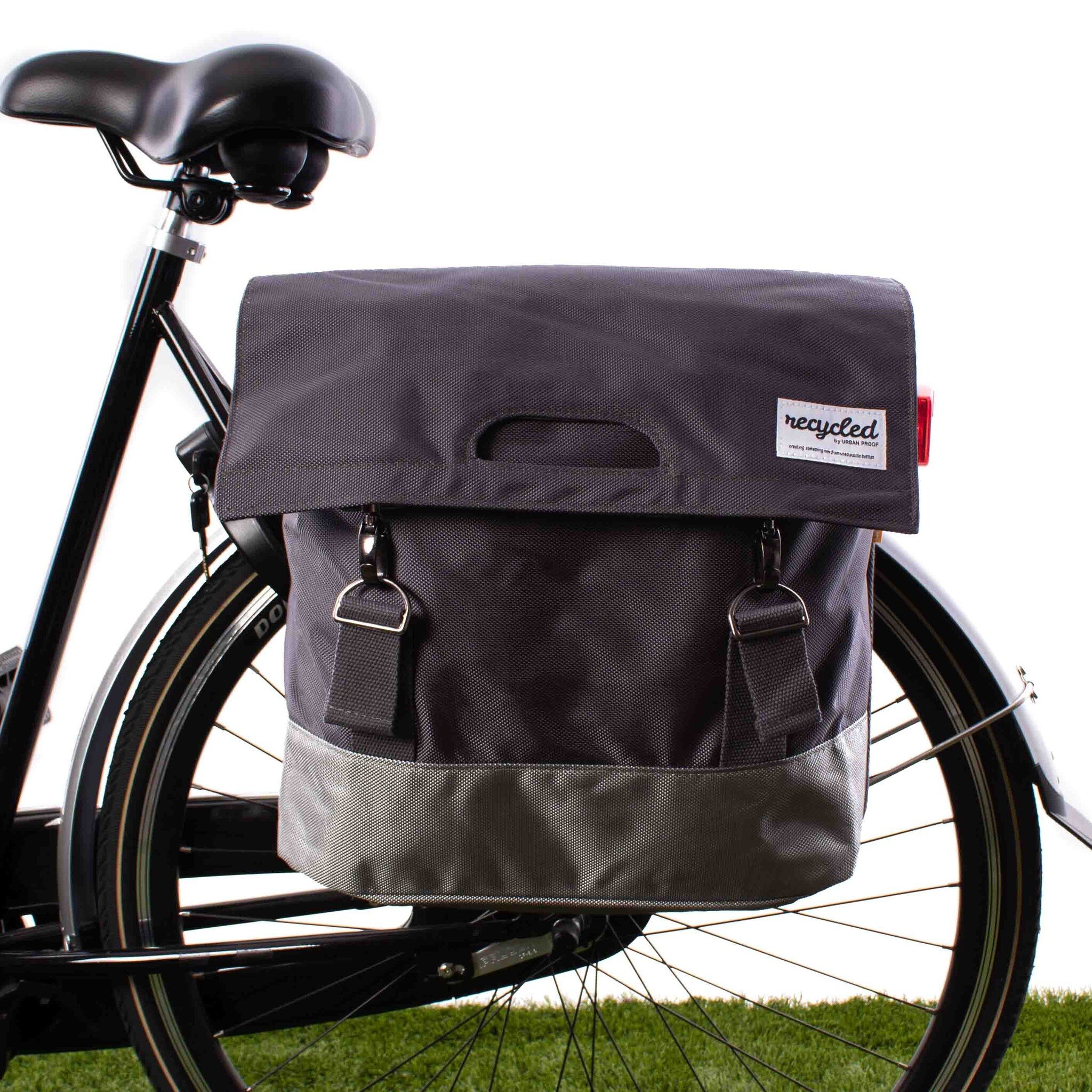 URBAN PROOF Dubbele fietstas 40L Recycled - Groen/Grijs