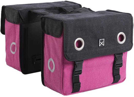 Willex Dubbele fietstas Canvas Tas 30L Zwart/roze