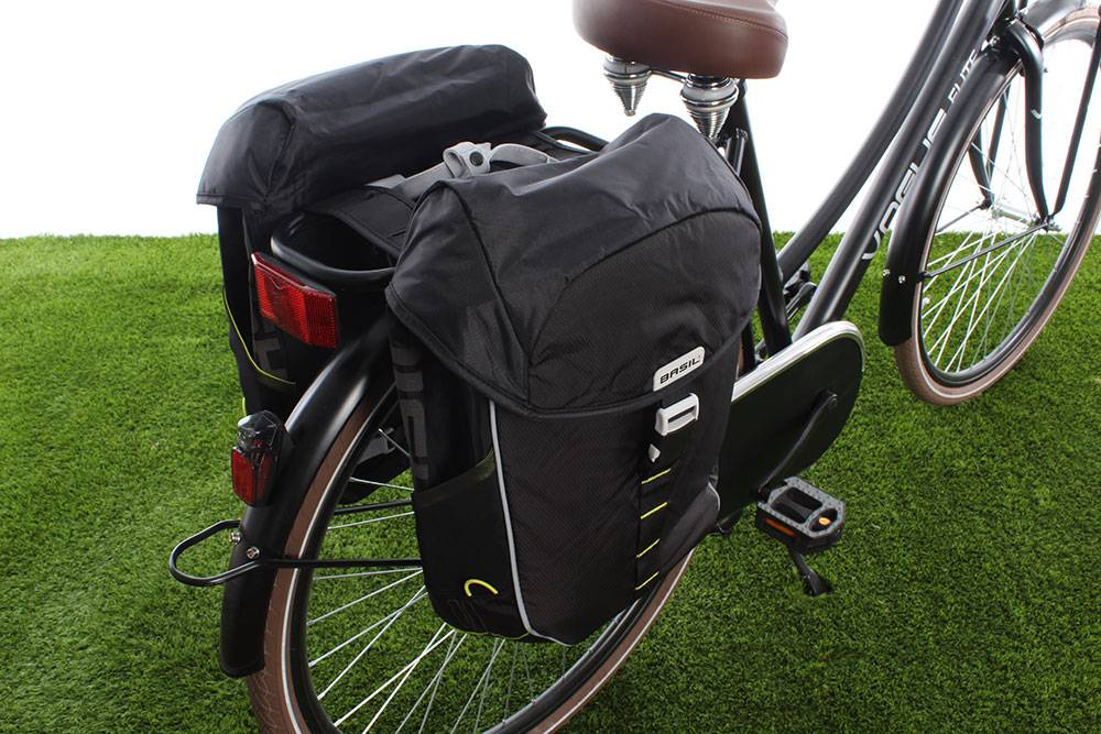 Basil Dubbele fietstas Miles Double bag 32L Black lime