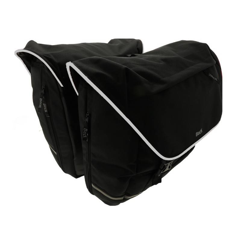 Beck Dubbele fietstas SPRTV Grijze Bies 40L Zwart