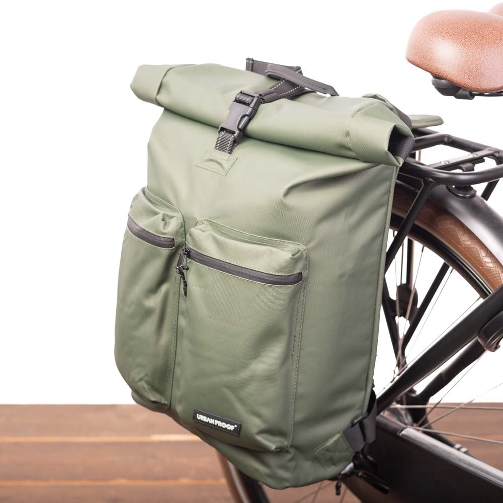 URBAN PROOF Enkele fietstas en rugtas Rolltop Backpack Recycled 20L Groen
